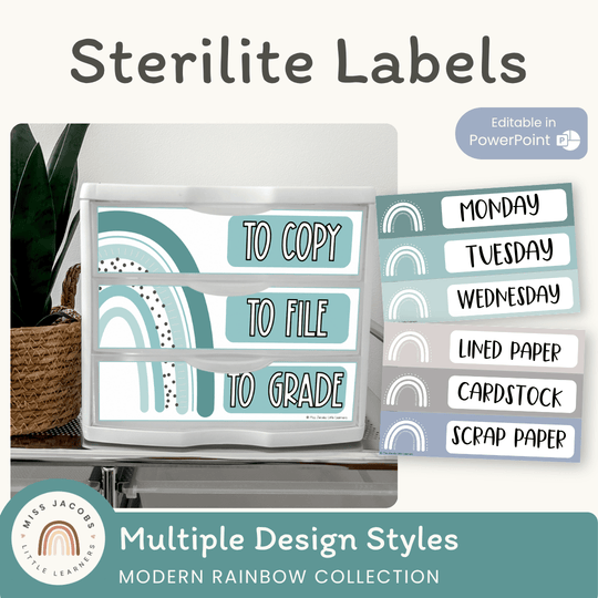 Sterilite Drawer Labels - Modern Rainbow Classroom Decor
