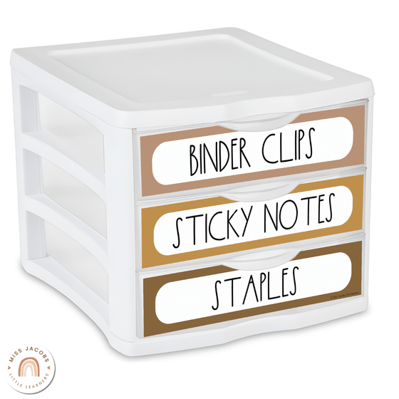 Sterilite Labels | Editable 3 Drawer Labels | Boho Vibes Desert Neutrals - Miss Jacobs Little Learners