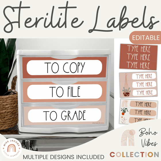 Sterilite Labels | Editable 3 Drawer Labels | Boho Vibes Desert Neutrals - Miss Jacobs Little Learners