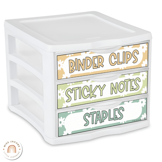 Sterilite Labels | Editable 3 Drawer Labels | Daisy Gingham Pastels - Miss Jacobs Little Learners