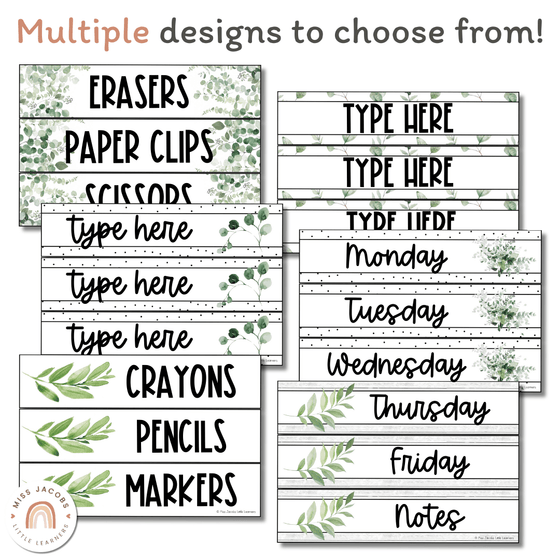 Sterilite Labels | Editable 3 Drawer Labels | Modern Botanical - Miss Jacobs Little Learners