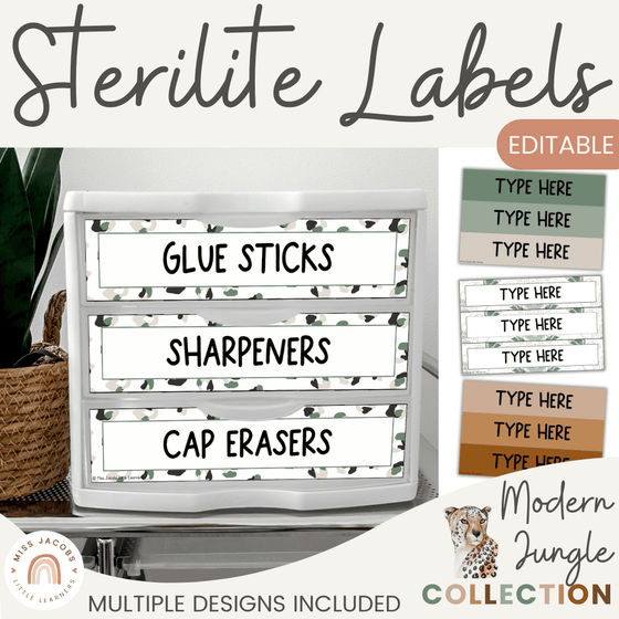 Sterilite Labels | Editable 3 Drawer Labels | Modern Jungle - Miss Jacobs Little Learners