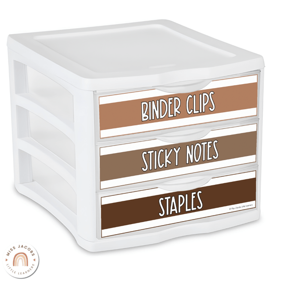 Sterilite Labels | Editable 3 Drawer Labels | Ombre Neutrals - Miss Jacobs Little Learners