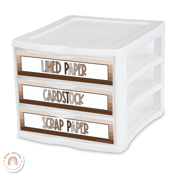 Sterilite Labels | Editable 3 Drawer Labels | Ombre Neutrals - Miss Jacobs Little Learners