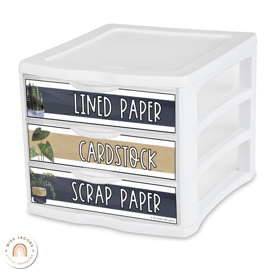 Sterilite Labels | Editable 3 Drawer Labels | Rustic Boho Plants - Miss Jacobs Little Learners