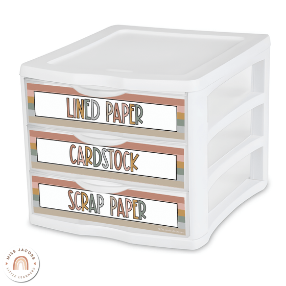 Sterilite Labels | Editable 3 Drawer Labels | Simply Boho - Miss Jacobs Little Learners