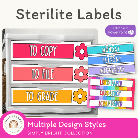 Sterilite Labels | Editable 3 Drawer Labels | Simply Bright