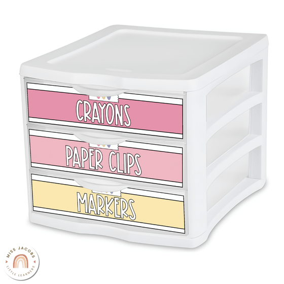 Sterilite Labels | Editable 3 Drawer Labels | Simply Pastel - Miss Jacobs Little Learners