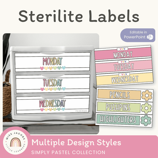 Sterilite Labels | Editable 3 Drawer Labels | Simply Pastel