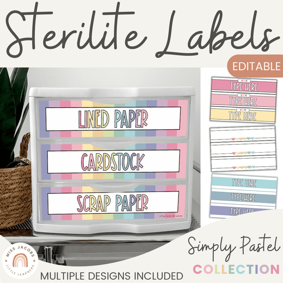 Sterilite Labels | Editable 3 Drawer Labels | Simply Pastel - Miss Jacobs Little Learners