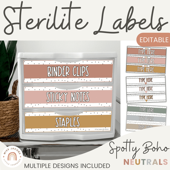 Sterilite Labels | Editable 3 Drawer Labels | Spotty Boho - Miss Jacobs Little Learners