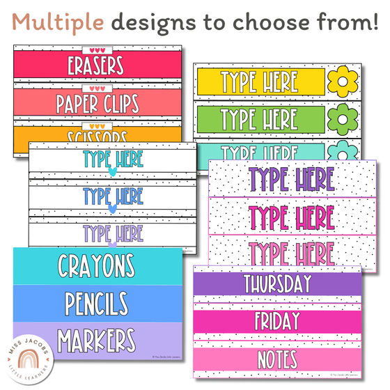 Sterilite Labels | Editable 3 Drawer Labels | Spotty Brights - Miss Jacobs Little Learners