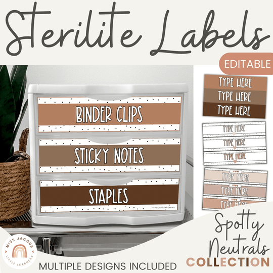 Sterilite Labels | Editable 3 Drawer Labels | Spotty Neutrals
