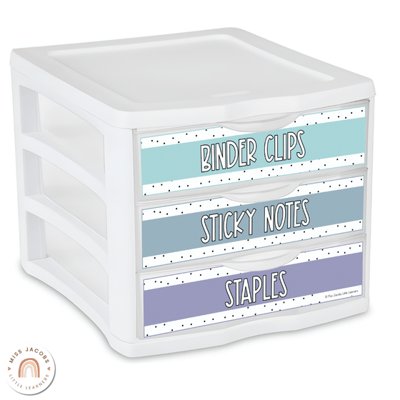 Sterilite Labels | Editable 3 Drawer Labels | Spotty Pastels - Miss Jacobs Little Learners