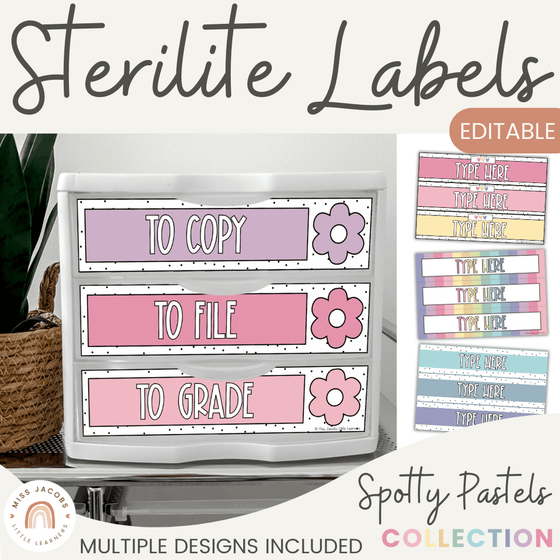 Sterilite Labels | Editable 3 Drawer Labels | Spotty Pastels - Miss Jacobs Little Learners