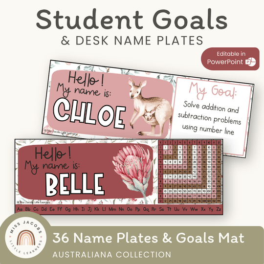 Student Desk Name Plate & Goals Mat - Australiana Decor