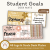 Student Desk Name Plate & Goals Mat - Daisy Gingham Neutrals - Miss Jacobs Little Learners