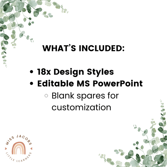 Student Desk Name Plate & Goals Mat - Modern Botanical Decor - Miss Jacobs Little Learners
