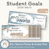Student Desk Name Plate & Goals Mat - Modern Ocean Decor - Miss Jacobs Little Learners