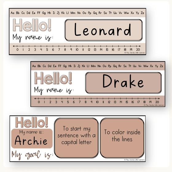 Student Desk Name Plates and Goals Mat - Ombre Neutrals Classroom Decor ...
