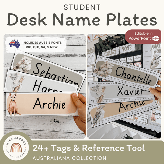 Student Desk Name Plates - Australiana Classroom Decor