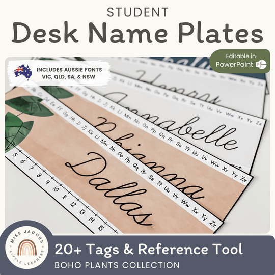 Student Desk Name Plates - Boho Plants Classroom Decor