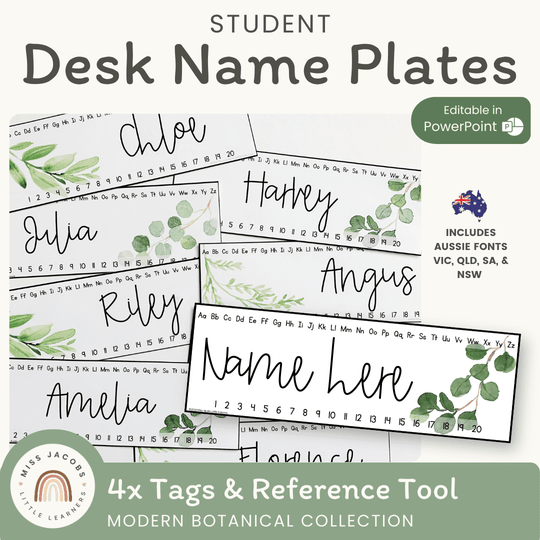 Student Desk Name Plates - Botanical Classroom Decor