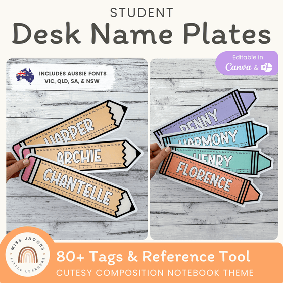 Student Desk Name Plates - Cutesy Classroom Decor - Miss Jacobs Little Learners