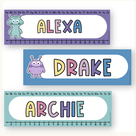 Student Desk Name Plates - Dreamy Space Classroom Decor - Miss Jacobs Little Learners