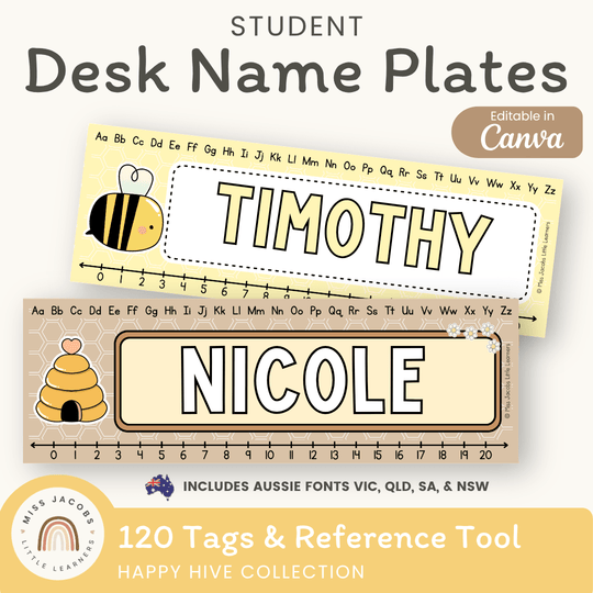 Student Desk Name Plates - Happy Hive Classroom Decor