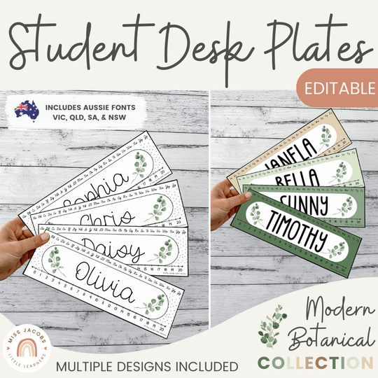Student Desk Name Plates - Modern Botanical Classroom Decor