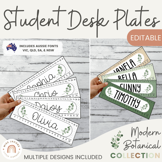Student Desk Name Plates - Modern Botanical Classroom Decor - Miss Jacobs Little Learners