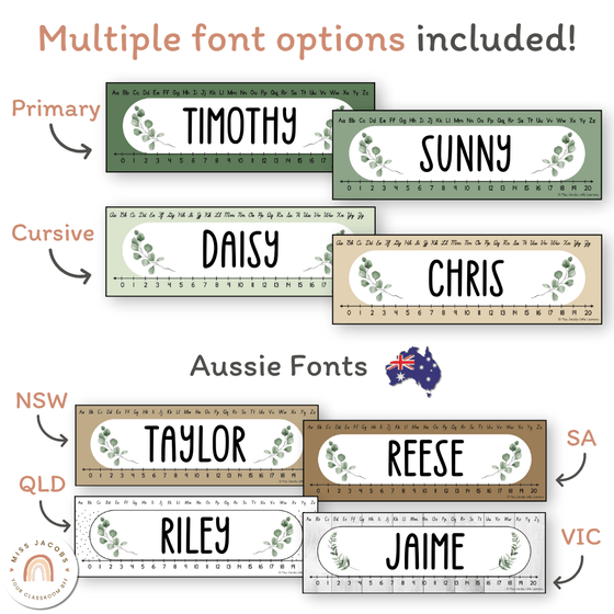 Student Desk Name Plates - Modern Botanical Classroom Decor - Miss Jacobs Little Learners