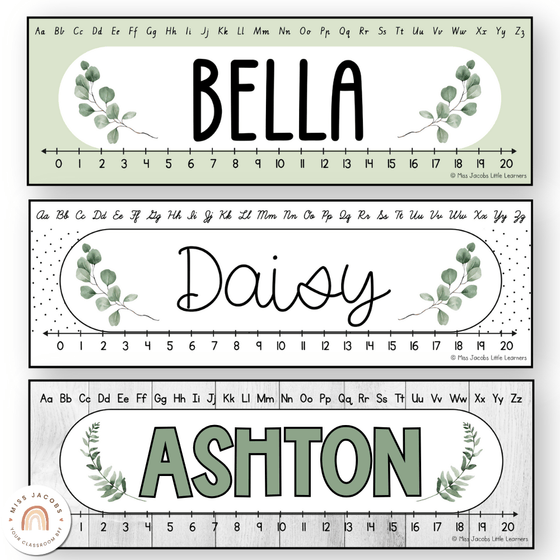 Student Desk Name Plates - Modern Botanical Classroom Decor - Miss Jacobs Little Learners