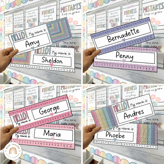 Student Desk Name Plates - Spotty Pastel Classroom Decor