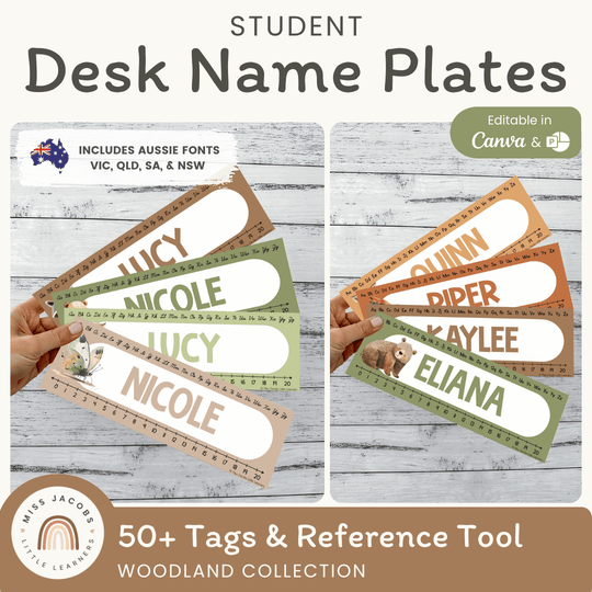 Student Desk Name Plates - Woodland Theme Classroom Decor