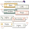 Student Desk Plates & Supply Labels | Daisy Gingham Neutrals Classroom Decor - Miss Jacobs Little Learners