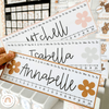 Student Desk Plates & Supply Labels | Daisy Gingham Neutrals Classroom Decor - Miss Jacobs Little Learners