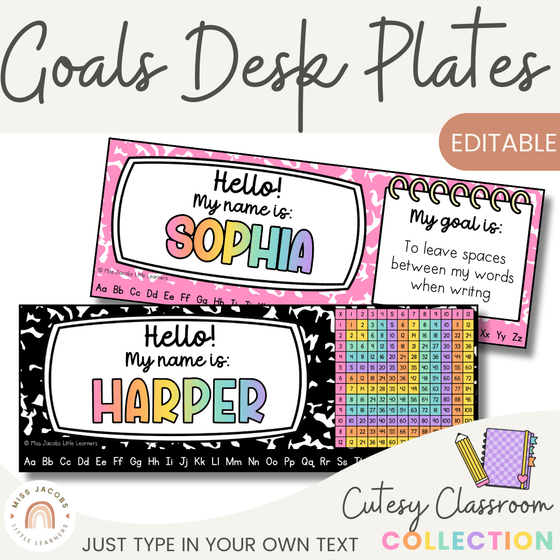 Student Goals Desk Mat - Cutesy Classroom Decor - Miss Jacobs Little Learners