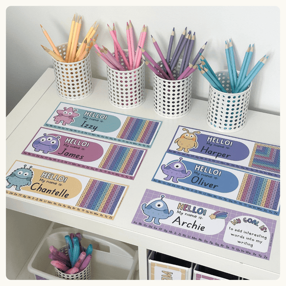 Student Goals Desk Mat - Dreamy Space Classroom Decor - Miss Jacobs Little Learners