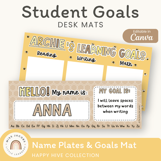 Student Goals Desk Mat - Happy Hive Classroom Decor