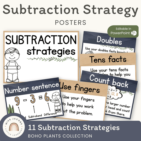 Subtraction Strategies Posters - Boho Plants Decor