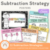 Subtraction Strategies Posters - Cutesy Composition Notebook Math Decor - Miss Jacobs Little Learners