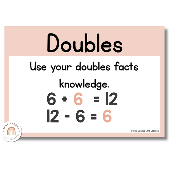 Subtraction Strategies Posters | Daisy Gingham Neutrals Math Classroom Decor - Miss Jacobs Little Learners