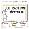 Subtraction Strategies Posters | Daisy Gingham Neutrals Math Classroom Decor - Miss Jacobs Little Learners