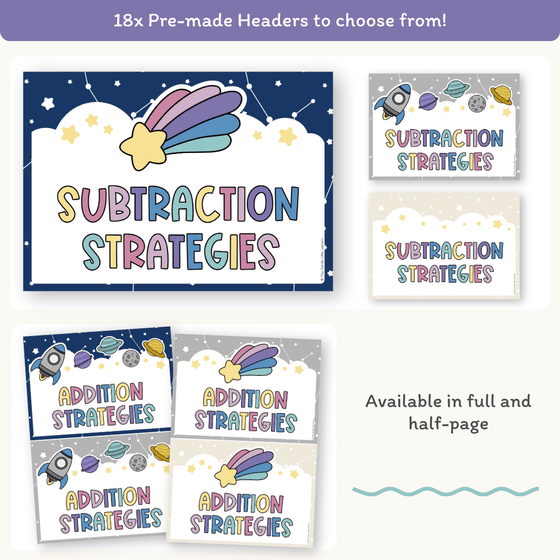Subtraction Strategies Posters - Dreamy Space Theme Classroom Decor - Miss Jacobs Little Learners