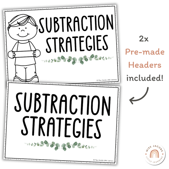 Subtraction Strategies Posters - Modern Botanical Theme - Miss Jacobs Little Learners