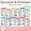 Synonym and Antonym Anchor Chart - Cutesy Pastel English Decor - Miss Jacobs Little Learners