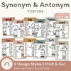 Synonym and Antonym Posters - Boho Neutrals English Decor - Miss Jacobs Little Learners