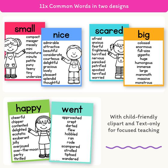 Synonym Posters - Bright Theme - Miss Jacobs Little Learners